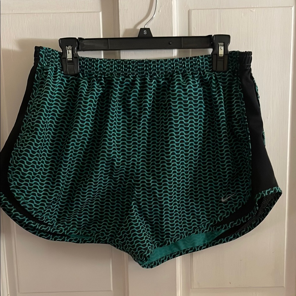 Nike Women's Teal and Black Athletic Shorts